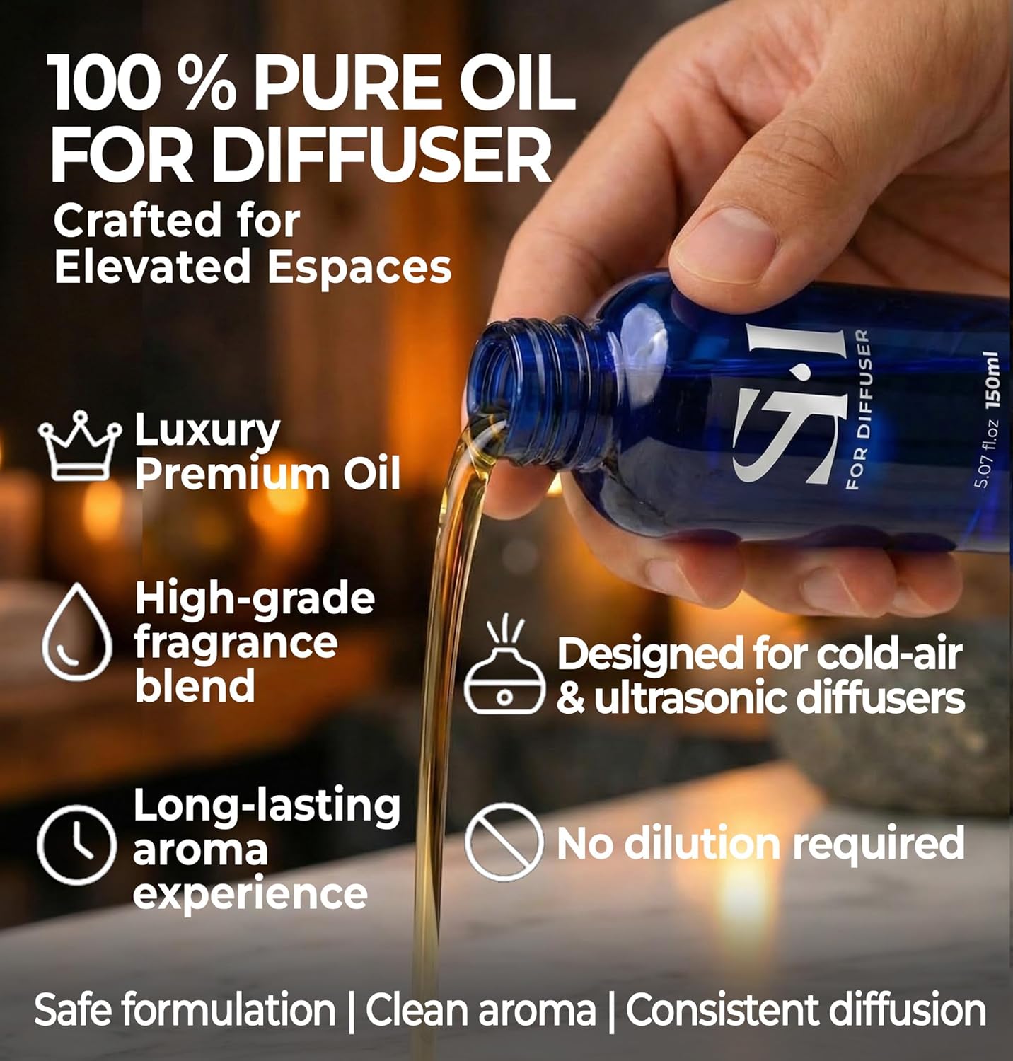 Monaco MC01 Hotel Diffuser Oil - Luxury Scent for Ultrasonic & Waterless Diffusers | 5.07 Fl Oz (150 ml)