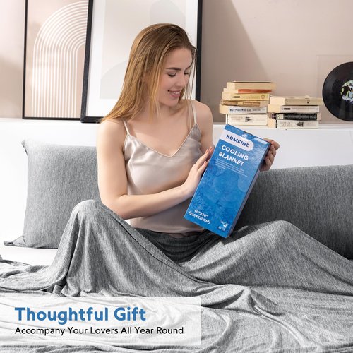 HOMFINE Cooling Blanket Twin Size - Summer Blanket for Hot Sleepers Thin Lightweight Breathable Double Side Enhanced Cooling Blanket for Bed Sofa, Keep Cool for Night Sweats (Black, 60 x 80 inches)