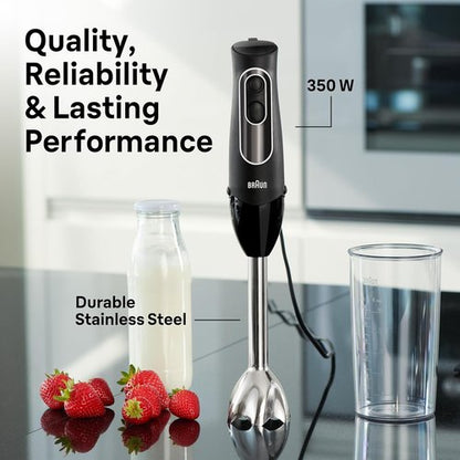 Braun MQ5025 Hand Blender - Multiquick Vario with Ergonomic Design | Sleek Black Finish