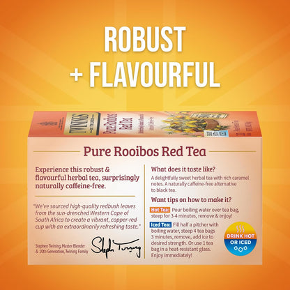 Twinings Pure Rooibos Red Herbal Tea - Sweet, Uplifting Aroma | 120 Individually Wrapped Bags