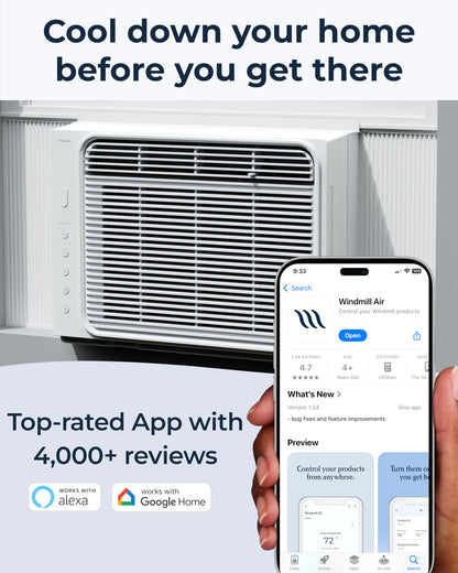 Windmill Window Air Conditioner - Quiet & Smart, Easy Install, Voice-Enabled, Remote & App Control AC Unit - 5,000 BTU Lite