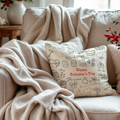 Valentine 18x18 Pillow Cover - Flannelette Heart XOXO Decorative Throw Pillow Case, Color 05