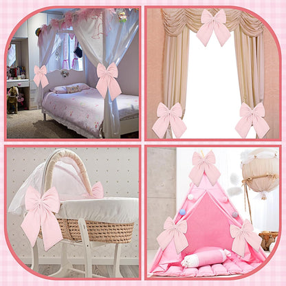 Riceshoot Large Crib Bows - 11 x 16 Inch Coquette Bow Decorations for Nursery | Pink