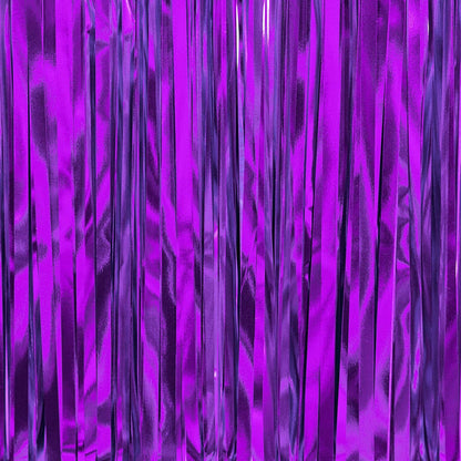 PartyWoo Foil Fringe Curtain - 3pcs 8.2ft Metallic Tinsel Streamers in Lavender for Party Decor