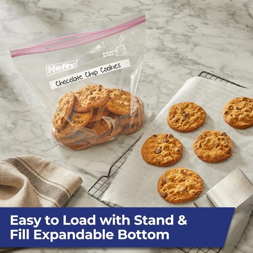 Hefty Gallon Size Press to Close Plastic Food Storage Bags - 20 Count for Freshness