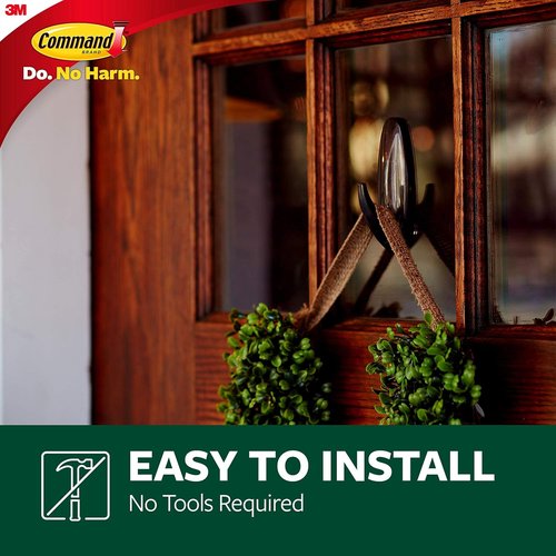 Command Outdoor Large Bronze Hooks - Damage-Free, Weather Resistant | Holds Up to 5 lbs, 3 Hooks & 4 Strips