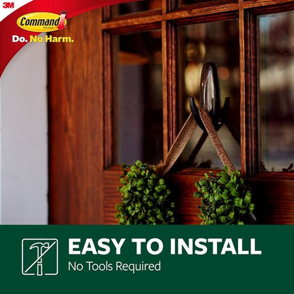 Command Outdoor Large Bronze Hooks - Damage-Free, Weather Resistant | Holds Up to 5 lbs, 3 Hooks & 4 Strips