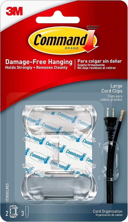 Command Large Cord Clips - Damage-Free Organization Solution | 4-Pack with 8 Clips Total