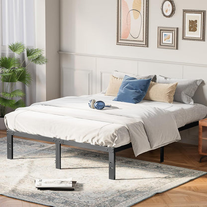 OLIXIS Metal Twin Bed Frame - 14-Inch High with Storage Space | Sturdy Steel Slat Support, 800LBS Capacity, Black