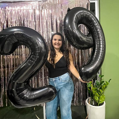 Black Number 1 Balloon - 40 Inch Shiny Birthday Decoration for Baby Boy or Girl