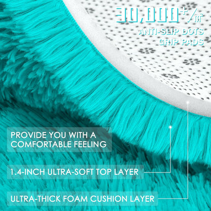 OLANLY Teal Blue Round Rug - Soft, Fluffy, Machine Washable 5 ft Area Rug for Bedroom & Living Room Decor
