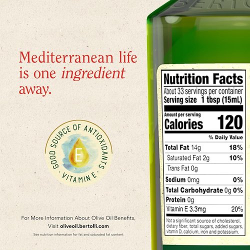 Bertolli Extra Virgin Olive Oil - Premium Quality, 17 oz | Ideal for Cooking and Dressings