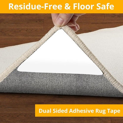 Daisyhome Rug Tape - 12 PCS Double-Sided Adhesive Gripper for Hardwood Floors | Reusable Anti-Slip Area Rug Pads