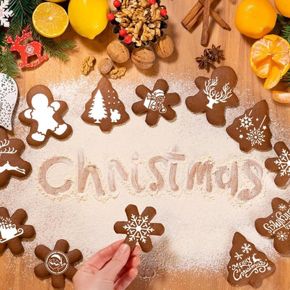 Christmas Stencils 56 Pcs for Cookies, Cakes & Cups - Reusable PET Templates (Variation: Christmas)