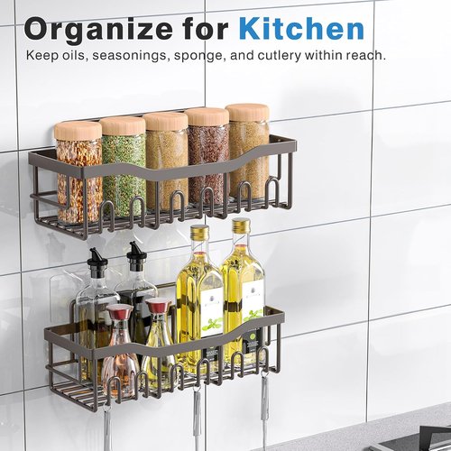 EUDELE Shower Caddy - 2 Pack Adhesive Bathroom Organizer | No Drilling, Rustproof Stainless Steel, Large Capacity