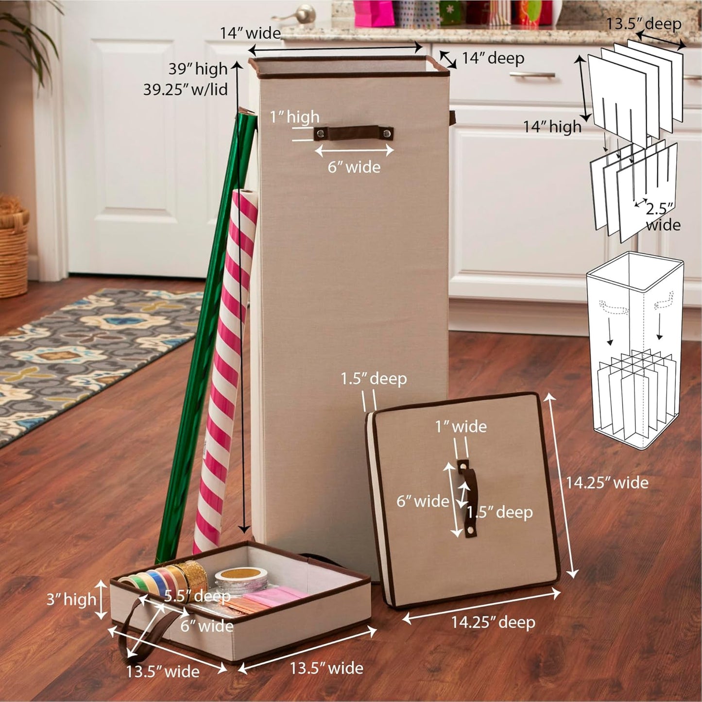 Skiennix Gift Wrapping Paper Organizer - Keep Your Supplies Neat & Tidy | Perfect for Home Use