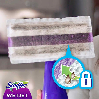 Swiffer WetJet Floor Spray Mop Starter Kit - Includes 1 Mop, 5 Pads, 1 Solution & 4 Batteries