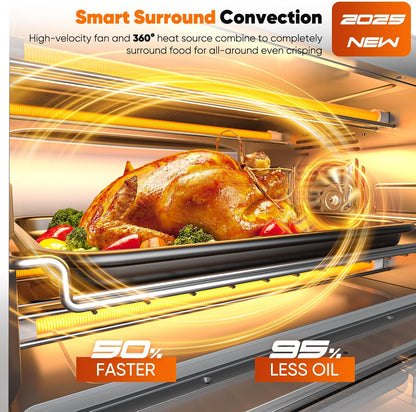Nuwave Bravo Pro Air Fryer Toaster Oven - 10-in-1 Combo with 21Qt Capacity & Quick Crisp Technology | Cozy Blue