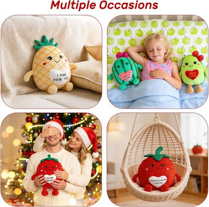 Avocado Plush Toy - 17-Inch Cute Stuffed Animal with Red Heart | Soft Avocado Pillow for Kids & Couples
