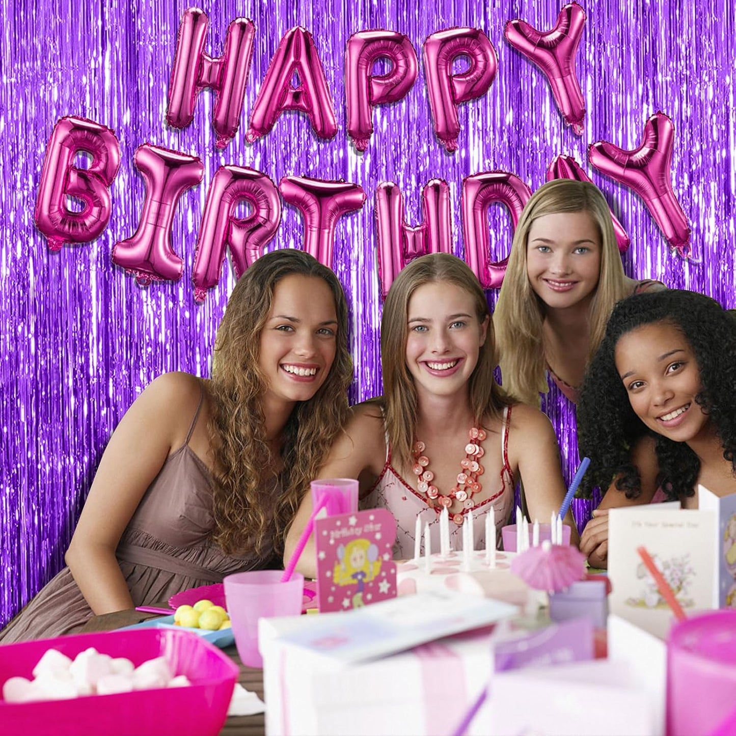 Purple Tinsel Streamers by [Brand Name] - 20 Pack Foil Fringe Backdrop for Parties & Celebrations
