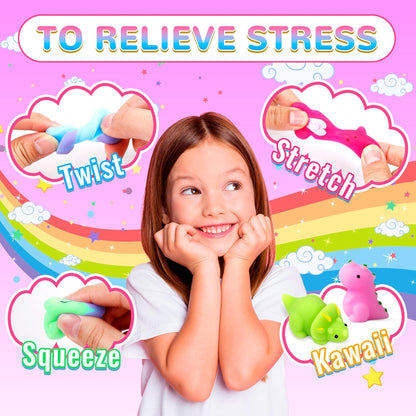 Skiennix 150 Pack Mochi Squishy Toys - Kawaii Stress Relief Party Favors for Kids, Bulk Gifts