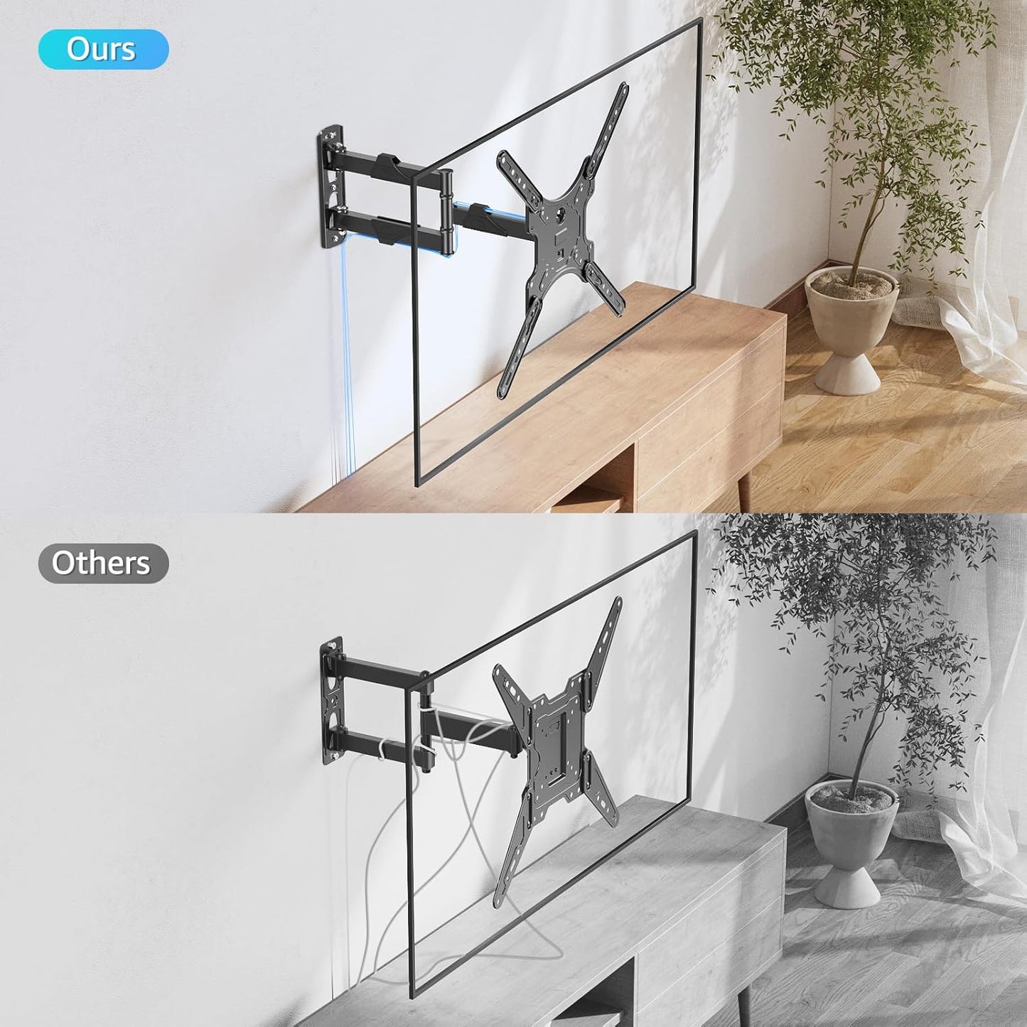 MOUNTUP Full Motion TV Wall Mount for 26-60 Inch TVs - Swivel, Tilt, Single Stud Design, Max VESA 400x400mm