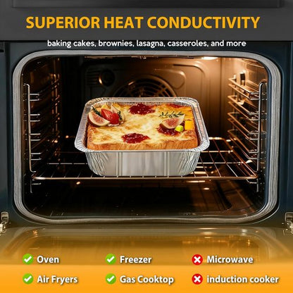 Heavy Duty Aluminum Foil Pans - 20 Pack 8"x8" Disposable Square Baking & Meal Prep Containers