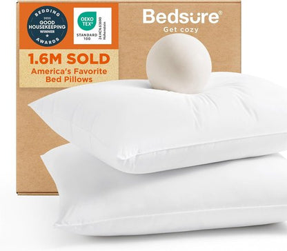 Bedsure King Size Pillows - Soft Down Alternative Bed Pillows for All Sleep Positions | 28"x19", White, Set of 2