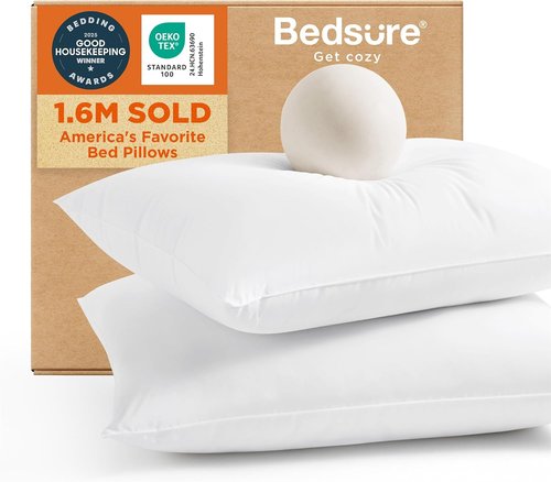 Bedsure King Size Pillows - Soft Down Alternative Bed Pillows for All Sleep Positions | 28"x19", White, Set of 2