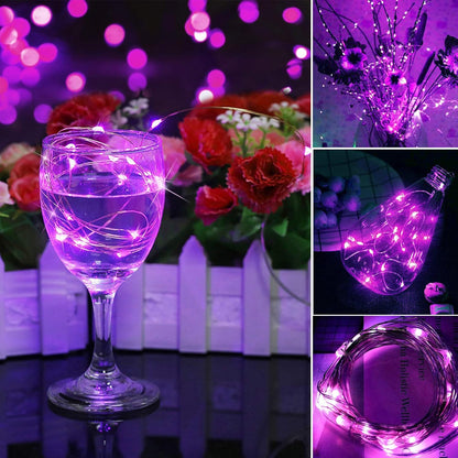 VOOKRY 30 LED Fairy Lights - 10 ft Purple Battery Operated Waterproof String Lights for Weddings & Parties