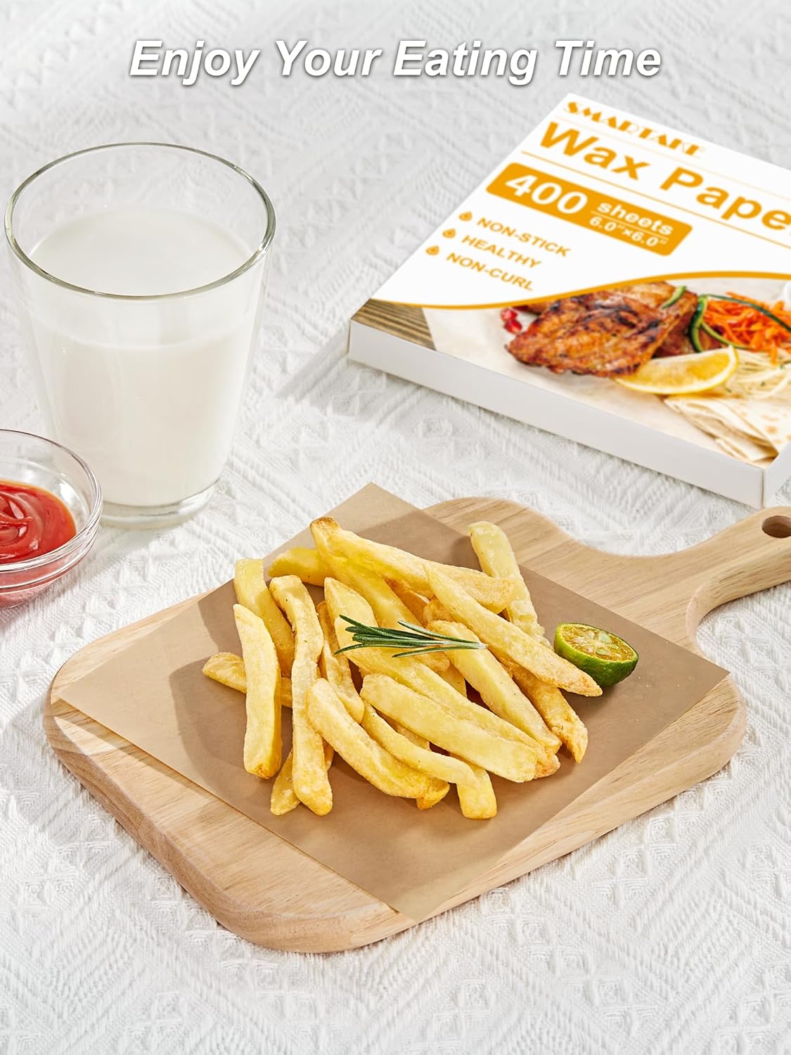SMARTAKE Wax Paper - 400 Pcs Non-Stick Hamburger Patty Sheets | 6 x 6 Inches for Food, Parties & Picnics