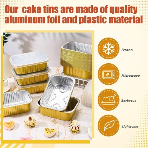 Baderke 30oz Aluminum Foil Pans - 50 Pack Disposable Baking Trays with Lids for Easy Heating & Storage