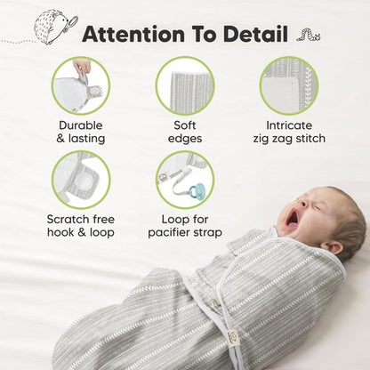 3-Pack Organic Baby Swaddle Sleep Sacks - Swaddles for Newborns, Infant 0-3 Months, Baby Girls, Boys, Soft & Snug Newborn Sleep Sack, Nursery Swaddling Blankets (Prairie, OS)