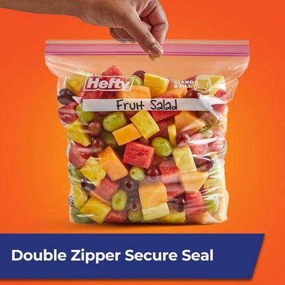 Hefty Gallon Size Press to Close Plastic Food Storage Bags - 20 Count for Freshness