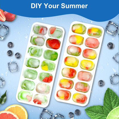 Skiennix Ice Cube Tray - Easy-Release Silicone Trays with Lids | Stackable 3-Pack, BPA-Free & Odor-Free