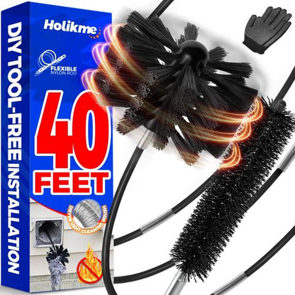 Holikme 40 Feet Dryer Vent Cleaner Kit - Flexible Lint Brush with Drill Attachment for Easy Cleaning