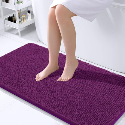 OLANLY Bathroom Runner Rugs - Extra Soft Chenille Bath Mats | Quick Dry, Machine Washable, 44x24, Purple