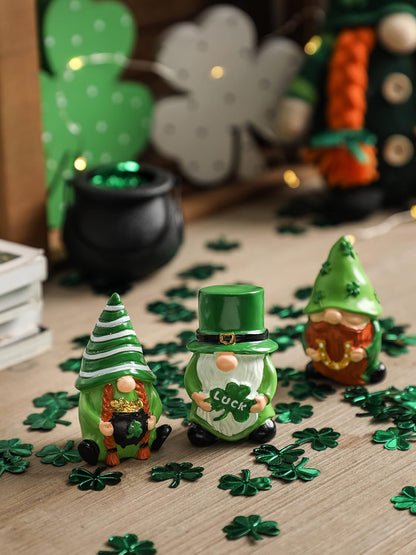 St. Patrick's Day Gnome Decorations - 3Pcs Lucky Resin Ornaments for Tiered Tray | Home Decor