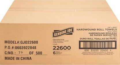 Genuine Joe Hardwound Roll Towels - Embossed Design | Pack of 6 for Superior Absorbency