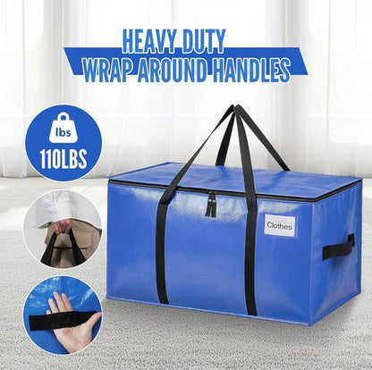 BAGAIL Heavy Duty Moving Bags - Extra Large Storage Totes with Strong Handles | 6 Pack in Blue