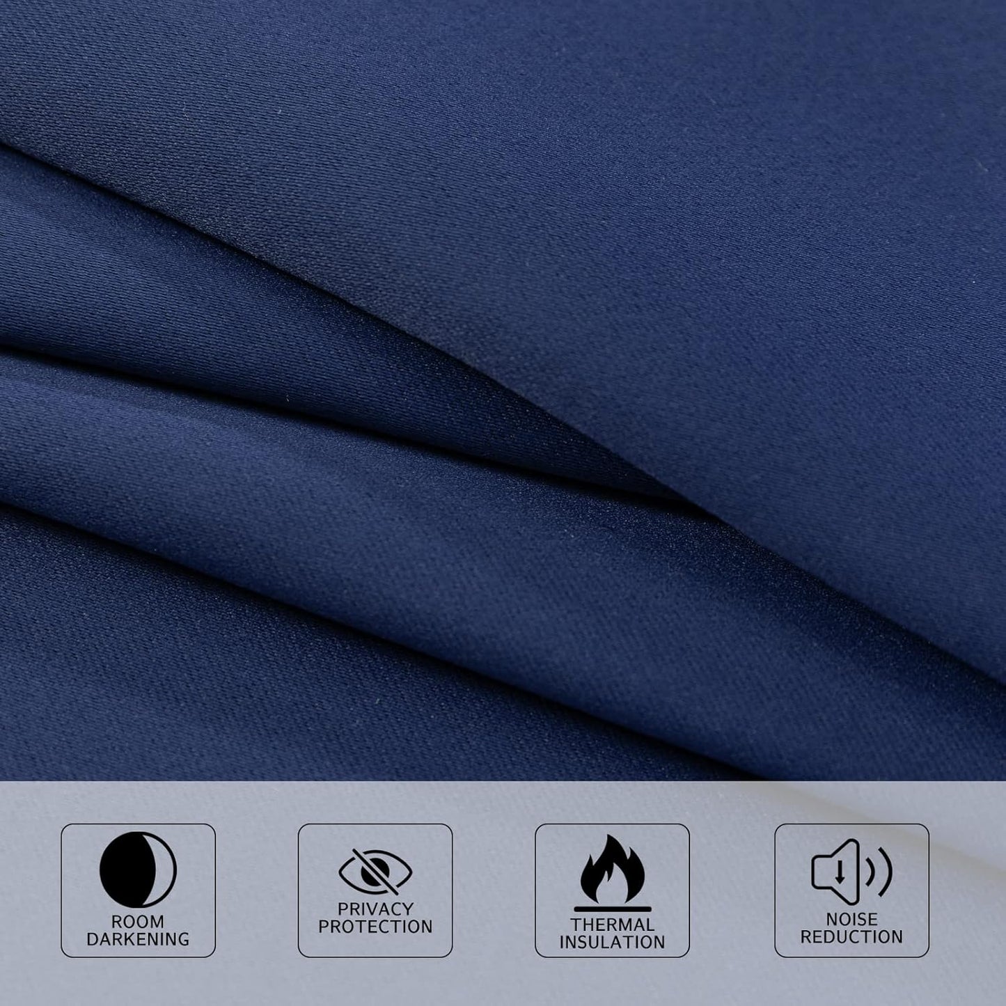 MYSKY HOME Navy Blue Blackout Curtains - 84 Inches Long Grommet Drapes for Living Room & Bedroom | 52 x 84 Inch