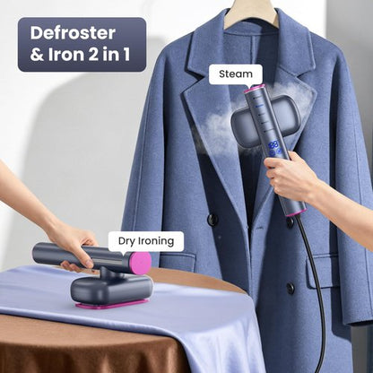 Travel Steamer for Clothes,100-220V Portable Iron,15s Heat Up,Steamer ＆ Iron 2 In 1, Travel Size,Large Ceramic Heat Panel