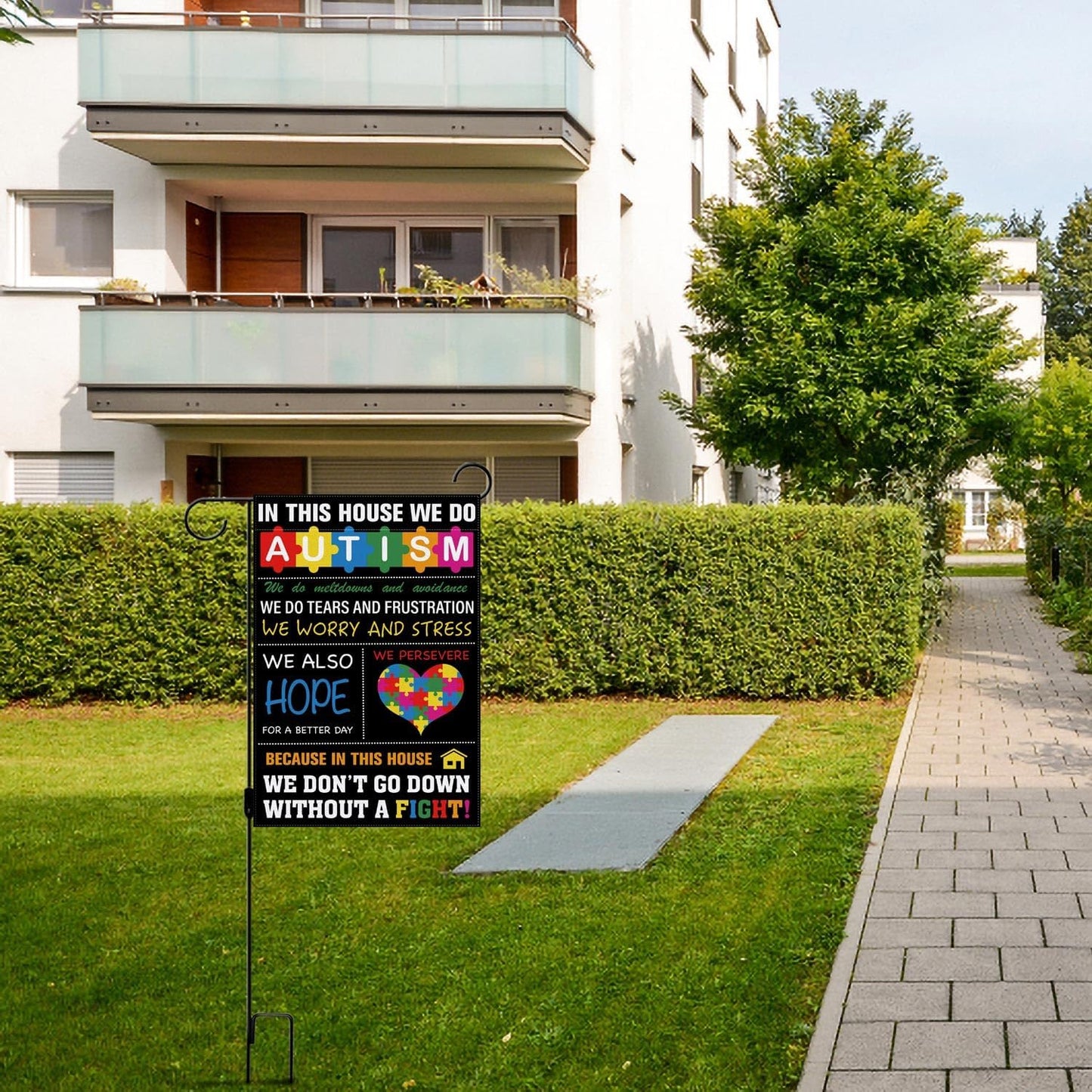 Regine Switzerland Autism Awareness Garden Flag - Inspirational Puzzle Piece Design | Double-Sided Outdoor Decor