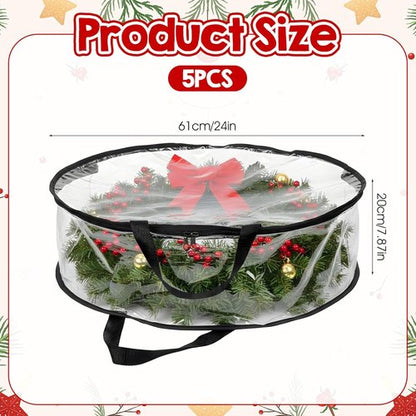 Clear Wreath Storage Bags by [Brand Name] - 5 Pcs Waterproof 24 x 8 Inch Christmas Wreath Protectors