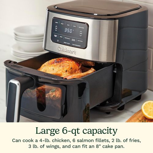Cuisinart Air Fryer - 6-Quart Large Capacity with 5 Cooking Functions & Dishwasher-Safe Parts | Stainless Steel & Black