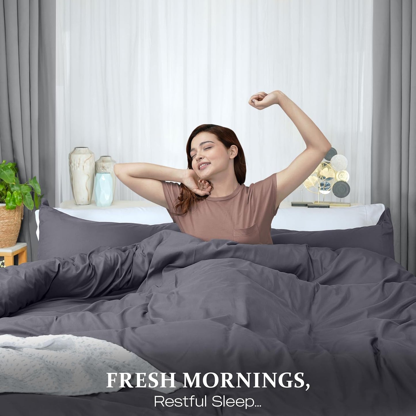 Utopia Bedding Duvet Cover Set - Queen Size 3-Piece with Zipper Closure | Grey 90x90 Inches & 2 Pillow Shams