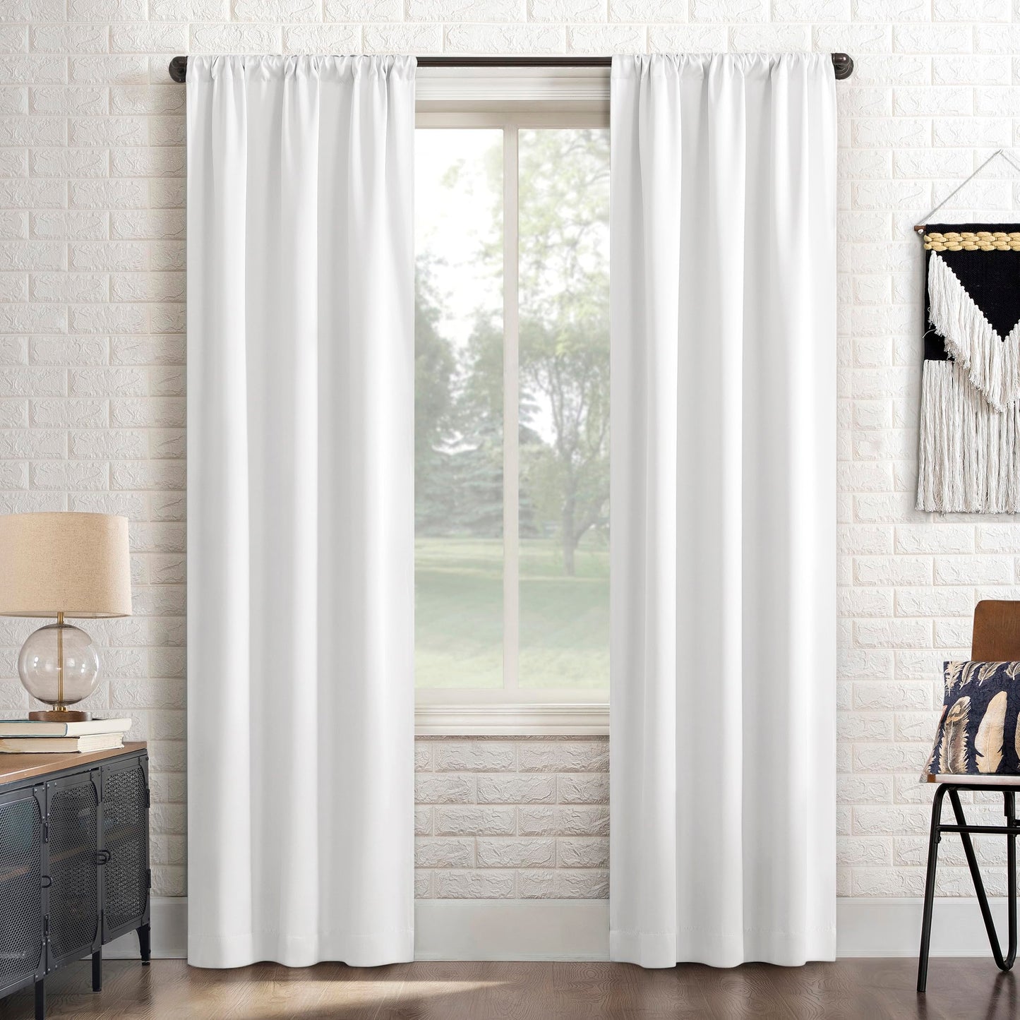 Sun Zero Bergen Theater Grade Extreme 100% Blackout Rod Pocket Curtain Panel, 40" x 84, White