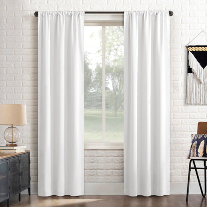 Sun Zero Bergen Theater Grade Extreme 100% Blackout Rod Pocket Curtain Panel, 40" x 84, White