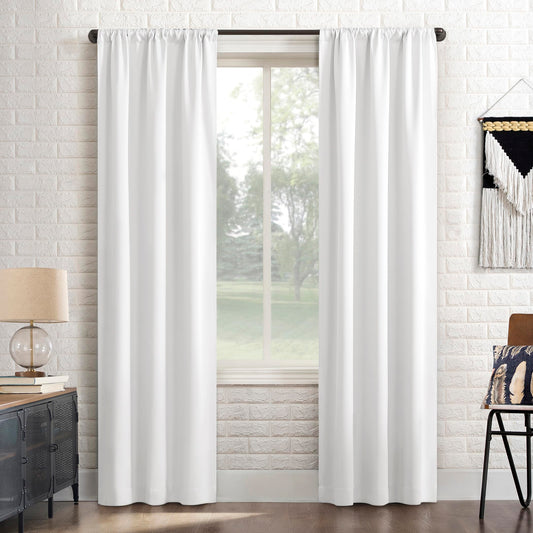 Sun Zero Bergen Theater Grade Extreme 100% Blackout Rod Pocket Curtain Panel, 40" x 84, White