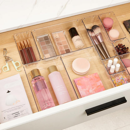 Vtopmart Makeup Drawer Organizer Set - 10 Clear Acrylic Bins for Cosmetics & Jewelry Storage | 4 Sizes